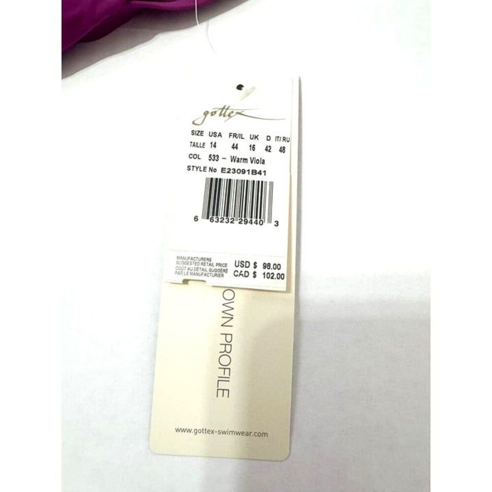 Profile By Gottex NWT Sz 14 Warm Viola Standard Frill Me Bikini Swim Top - Picture 4 of 9